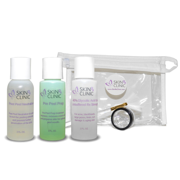 Planet Eden 60% Glycolic Acid Professional Skin Peel Kit - Includes Cleanser, Cream & Brush